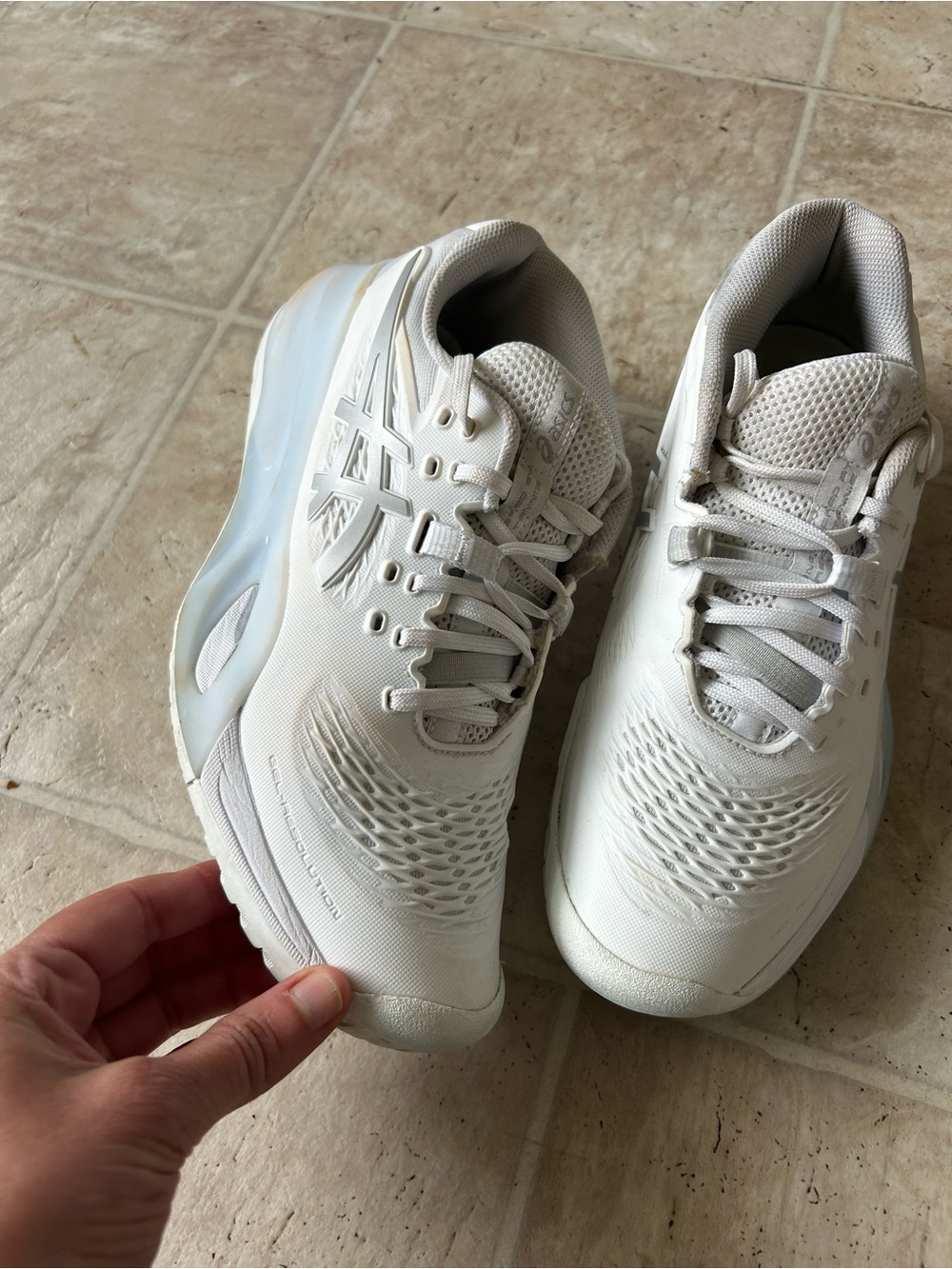 ASICS Women's White Athletic Running Shoes with Mesh Upper